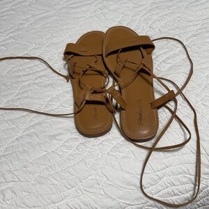 Madewell Lace Up Brown Leather Sandals